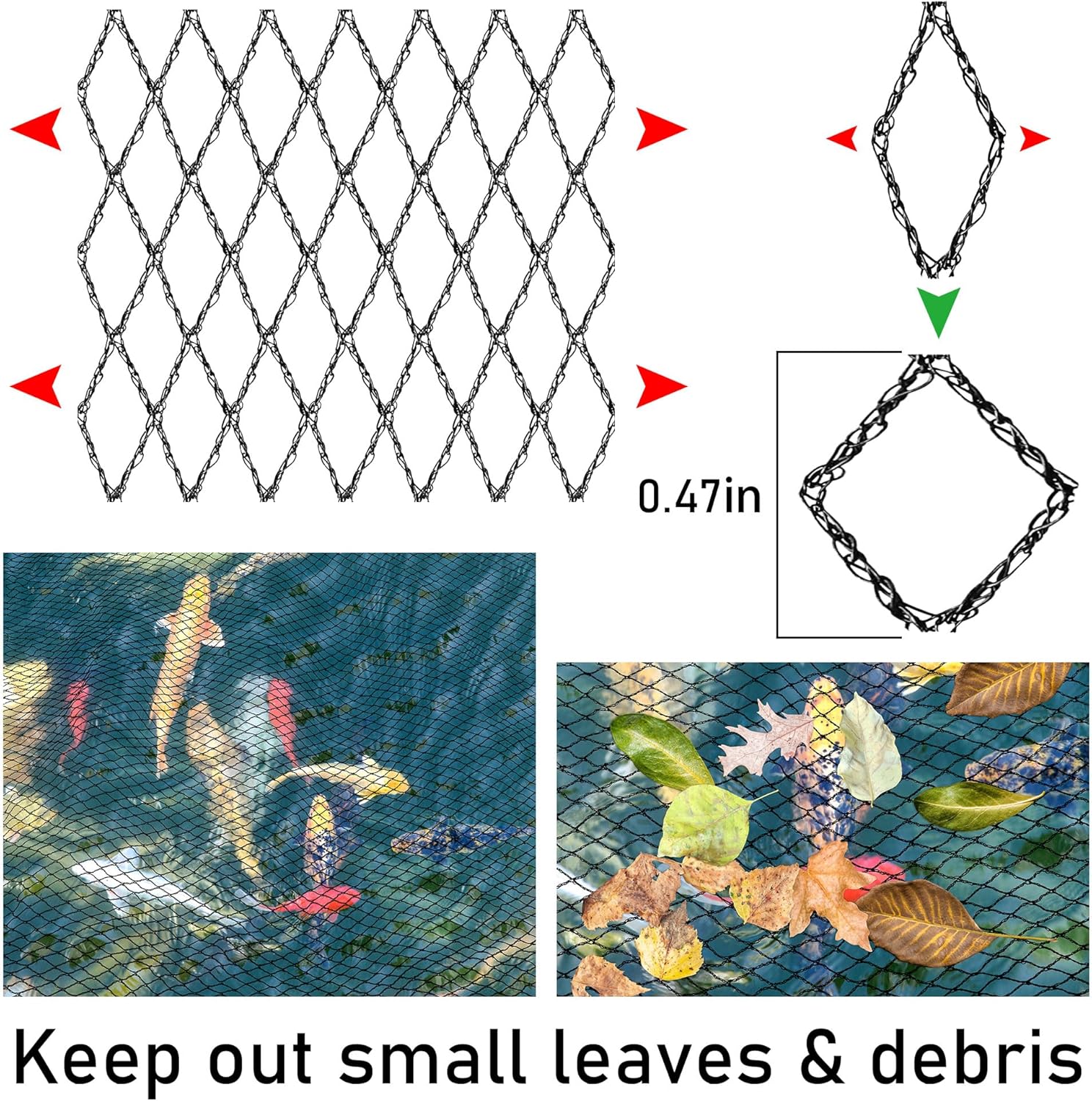 Thumbnail 3 de UNIFAMILY 4.5m x 4.5m Pond Netting – Black Koi Pond Net Kit