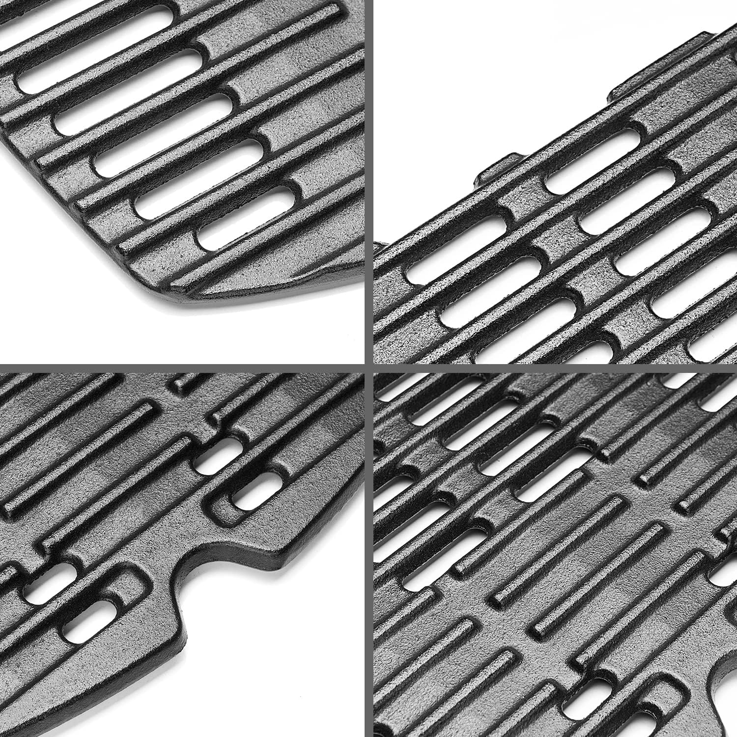 Detalle de 7646 Gusseisen Grillrost für Weber Q300/ Q320/ Q3000/ Q3100/ Q3200 – 2er Pack, 45,2 × 31,75 cm je Rost (63,5 × 45,2 cm Gesamt)