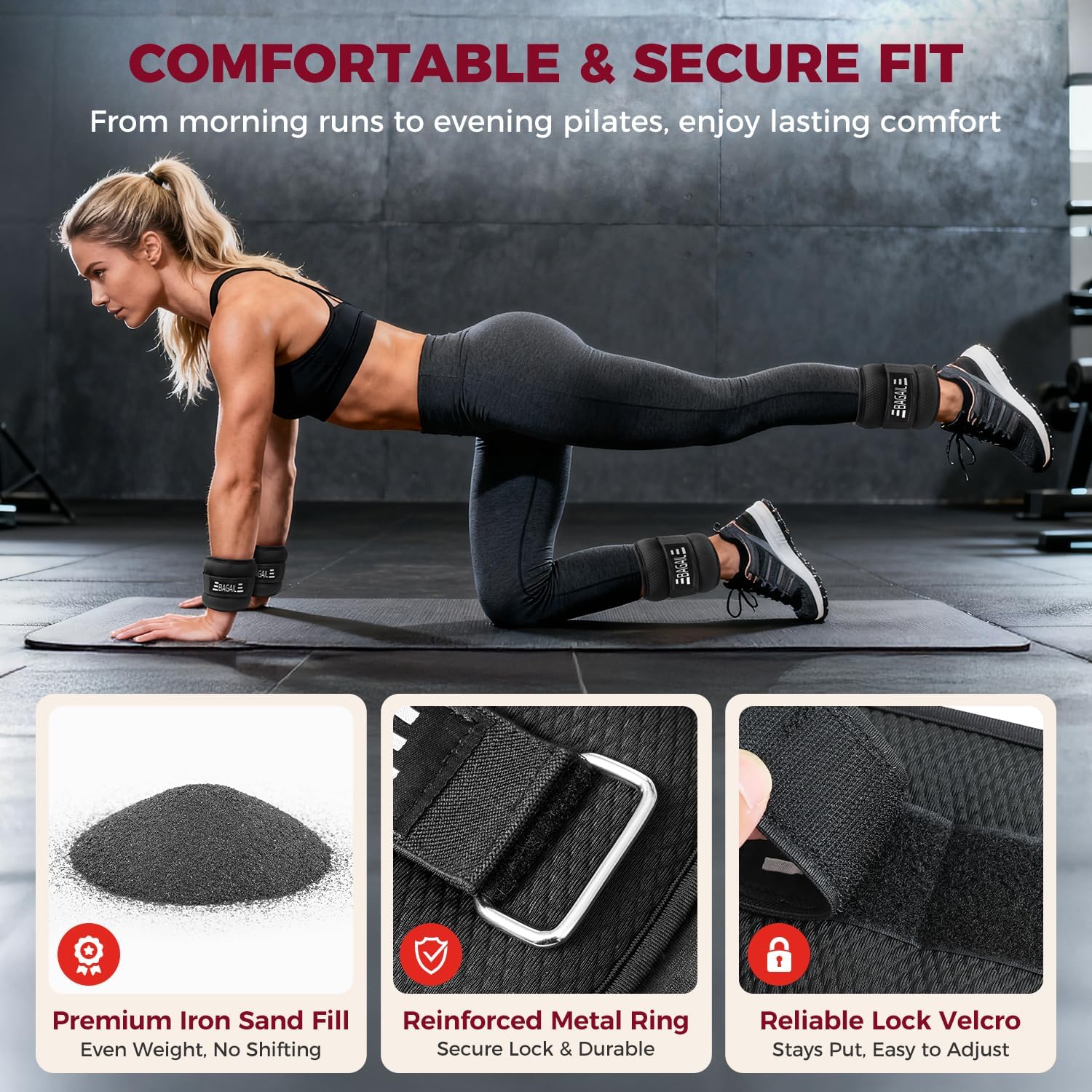 Detalle 2 de BAGAIL Ankle and Wrist Weights, 1 lb Each, Lycra-SBR Fabric