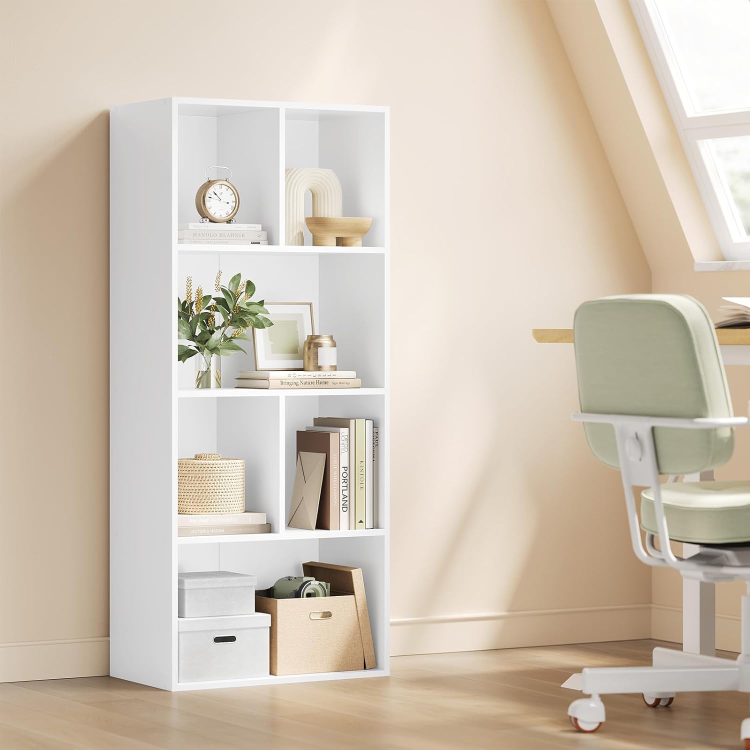 Thumbnail 1 de WOLTU Bücherregal mit 6 Fächern, weißes Standregal – flexibles & sicheres Regal für Büro & Wohnung