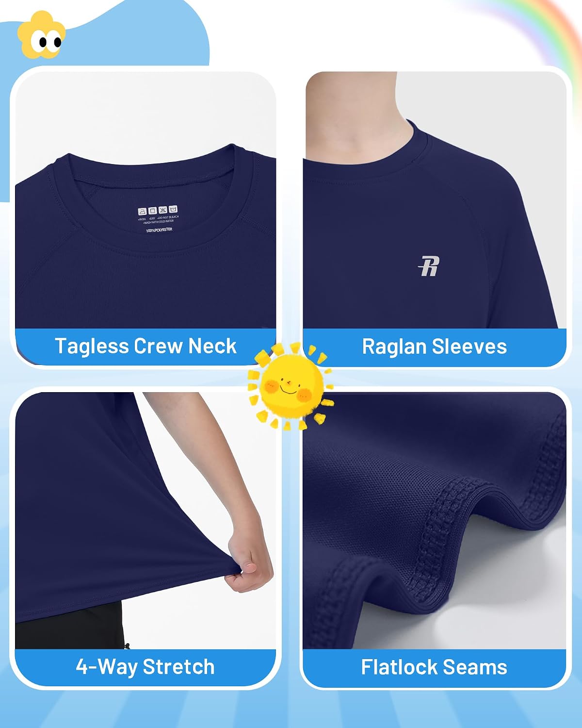 Detalle de Runhit Kids Rash Vest Short Sleeve with UPF 50+ Sun Protection
