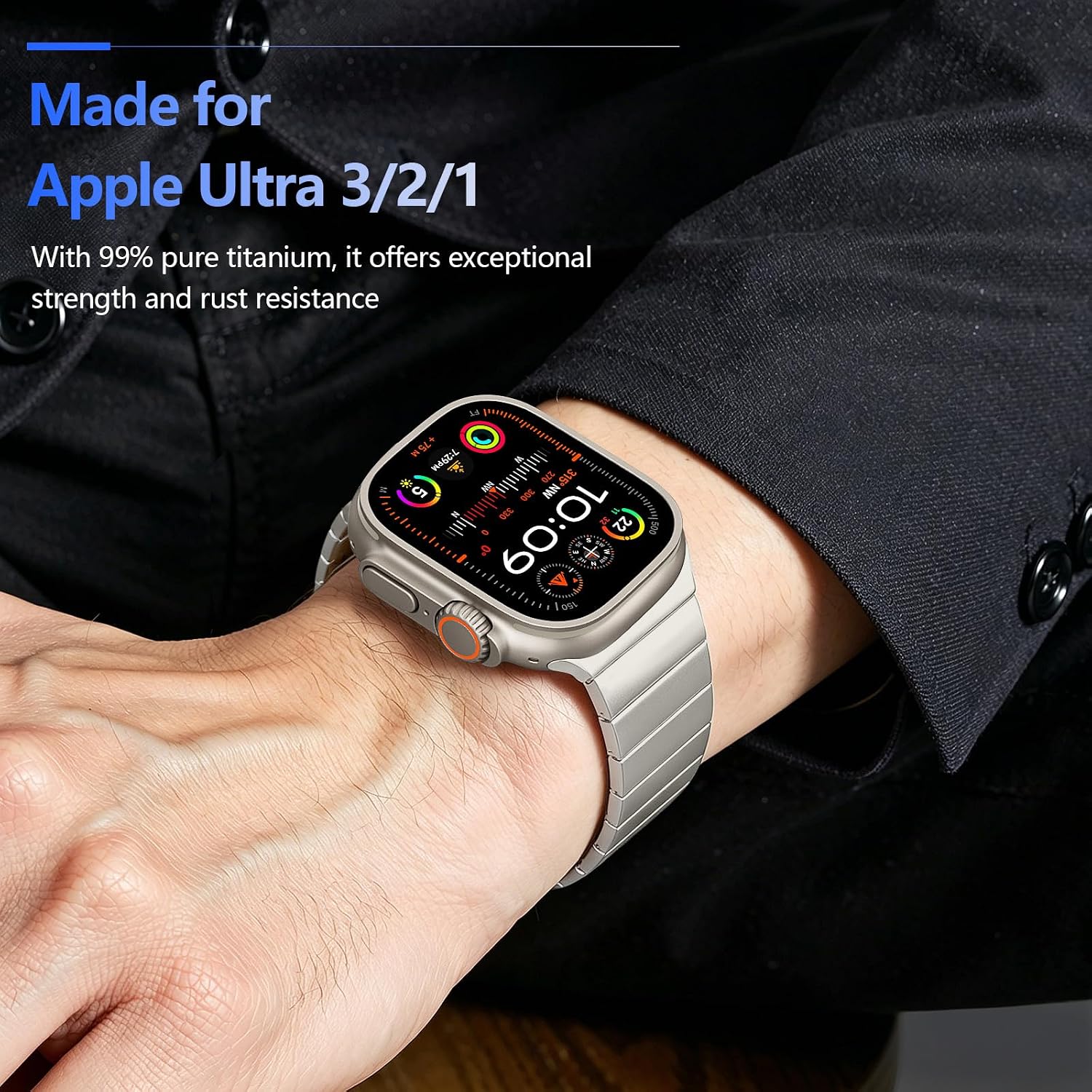 Thumbnail 1 de TiMOVO Titanium Strap for Apple Watch (49mm, Ultra 3/2/1, 46mm/45mm/44mm/42mm) – Metal Detachable Strap