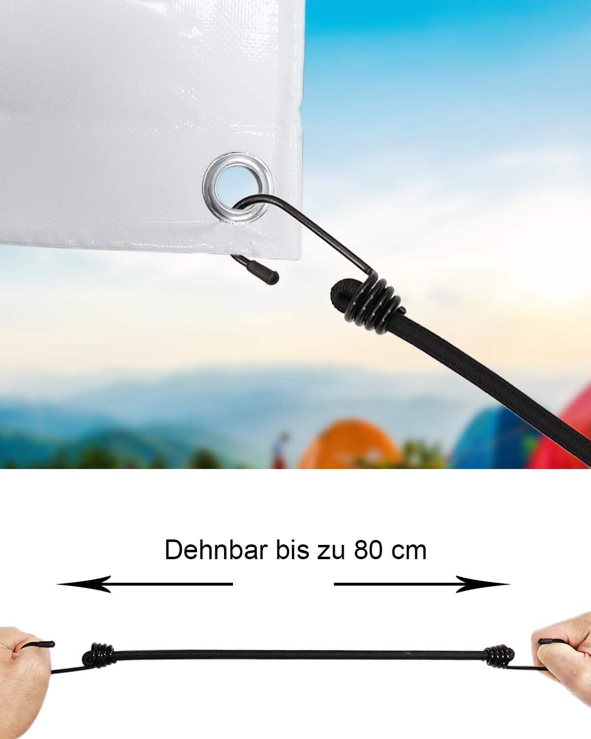 Thumbnail 2 de BINCKIN Spanngummi mit Haken, 40 cm (15 Stück) – Gummispanner für Planen, Netze & Camping