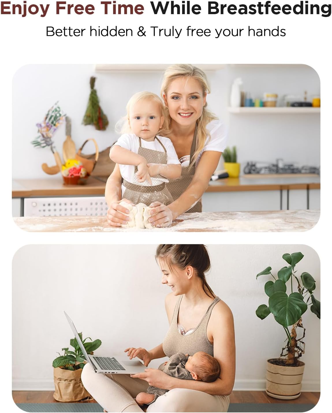 Detalle de Hands Free Wearable Breast Pump for Nursing Moms — Cordless, Quiet and Comfortable