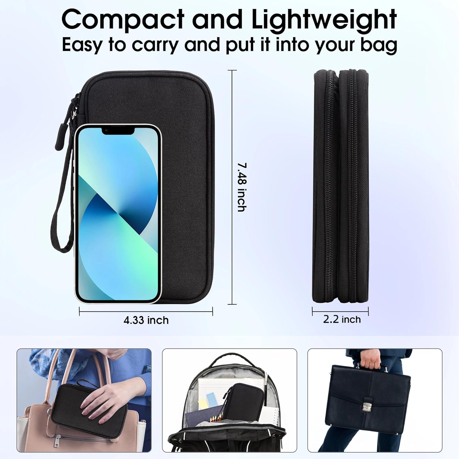 Detalle de Arae Elektronik Kabeltasche Travel Essentials (Organizer) – doppellagige Reise-Kabeltasche für Ladegerät, USB & SD-Karten