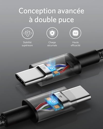 Thumbnail 6 de Anker Câble USB-C vers USB-C 100 W — 3 m, Noir, nylon résistant