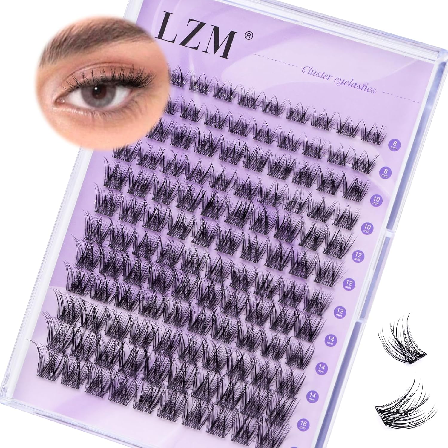 Detalle de LZM Cluster Wimpern Extensions – C-Curl, 10–13 mm, 144 Stück, natürliches Aussehen