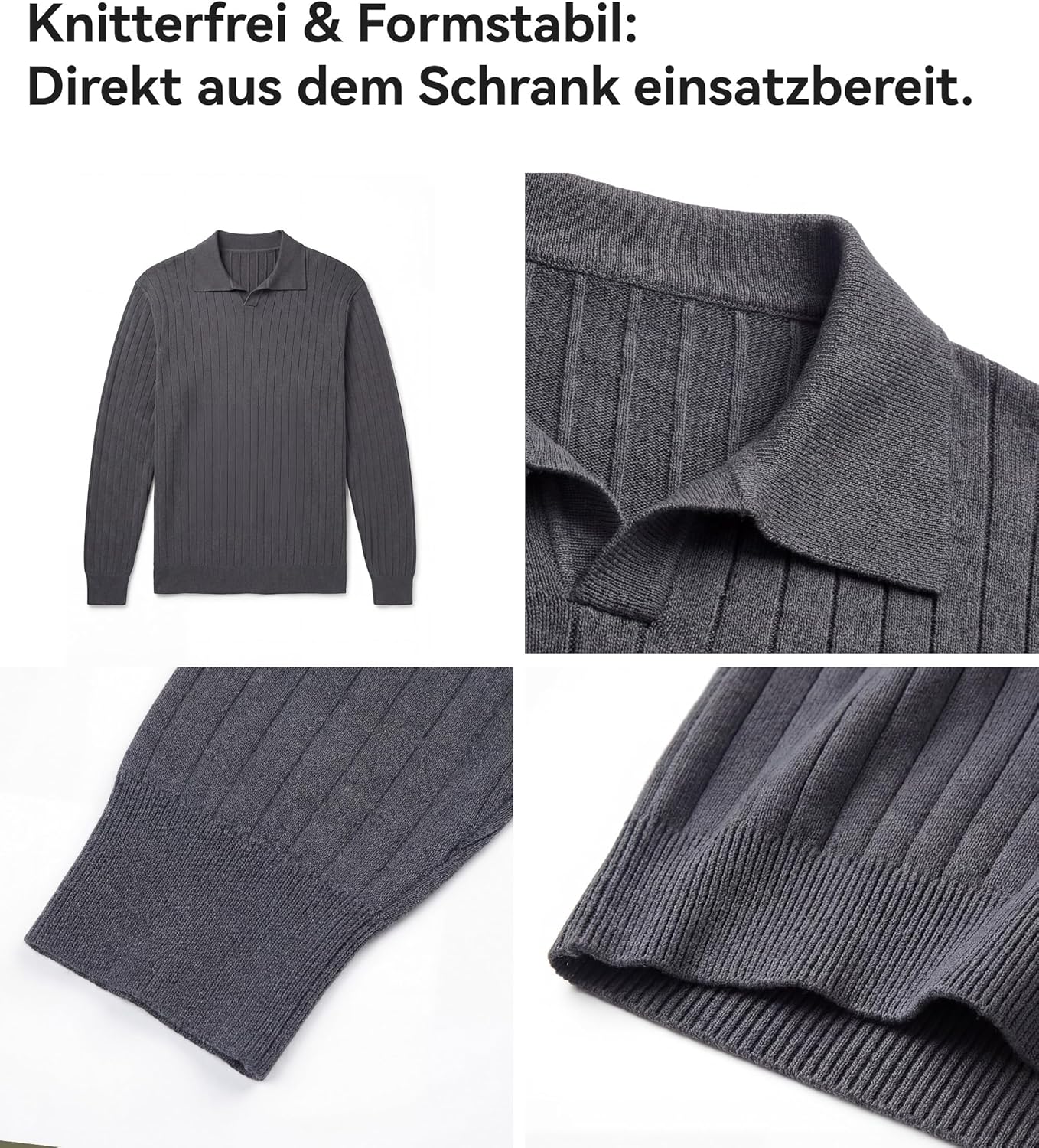 Thumbnail 3 de GLESTORE Herren Langarm-Poloshirt mit Giraffenstickerei – hochwertiges Langarmshirt aus Viskose/Nylon
