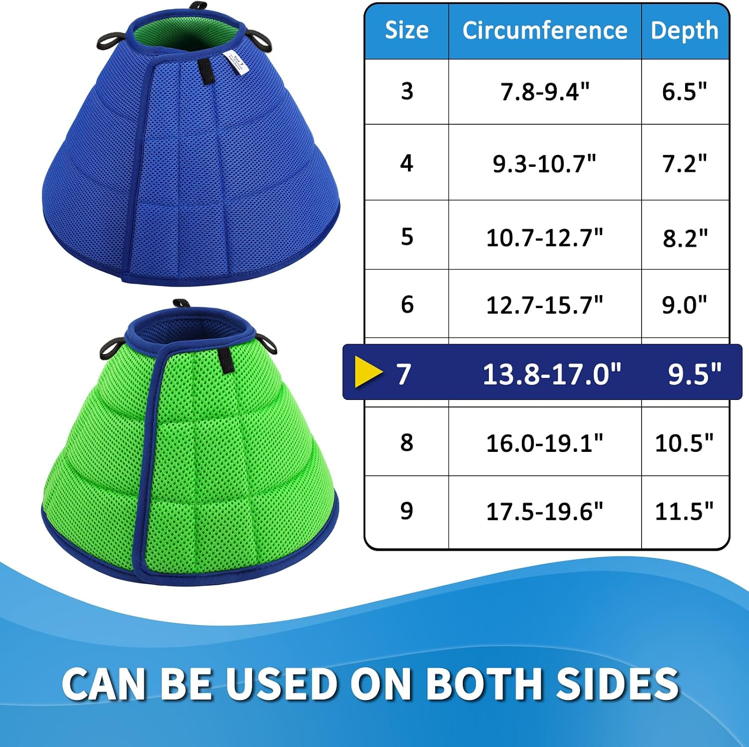 Thumbnail 2 de Soft Dog Cone Collar for Dogs After Surgery – Blue, Size 7