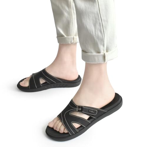 Detalle 2 de KuaiLu Womens Orthotic Slides: Slip-On Sandals with Arch Support for Everyday Comfort