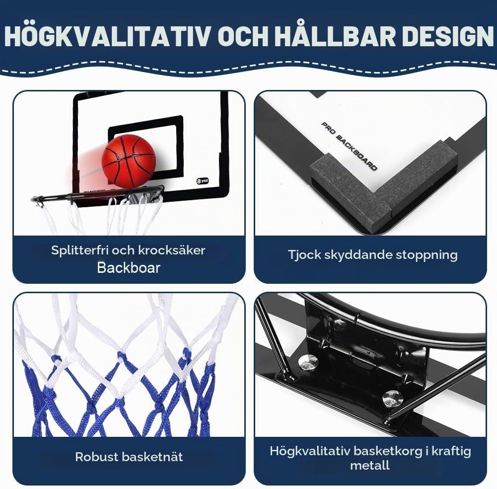 Detalle 2 de OSDUE 3644147 minibasketkorg med 40 x 26 cm bakskiva, 4 bollar och pump