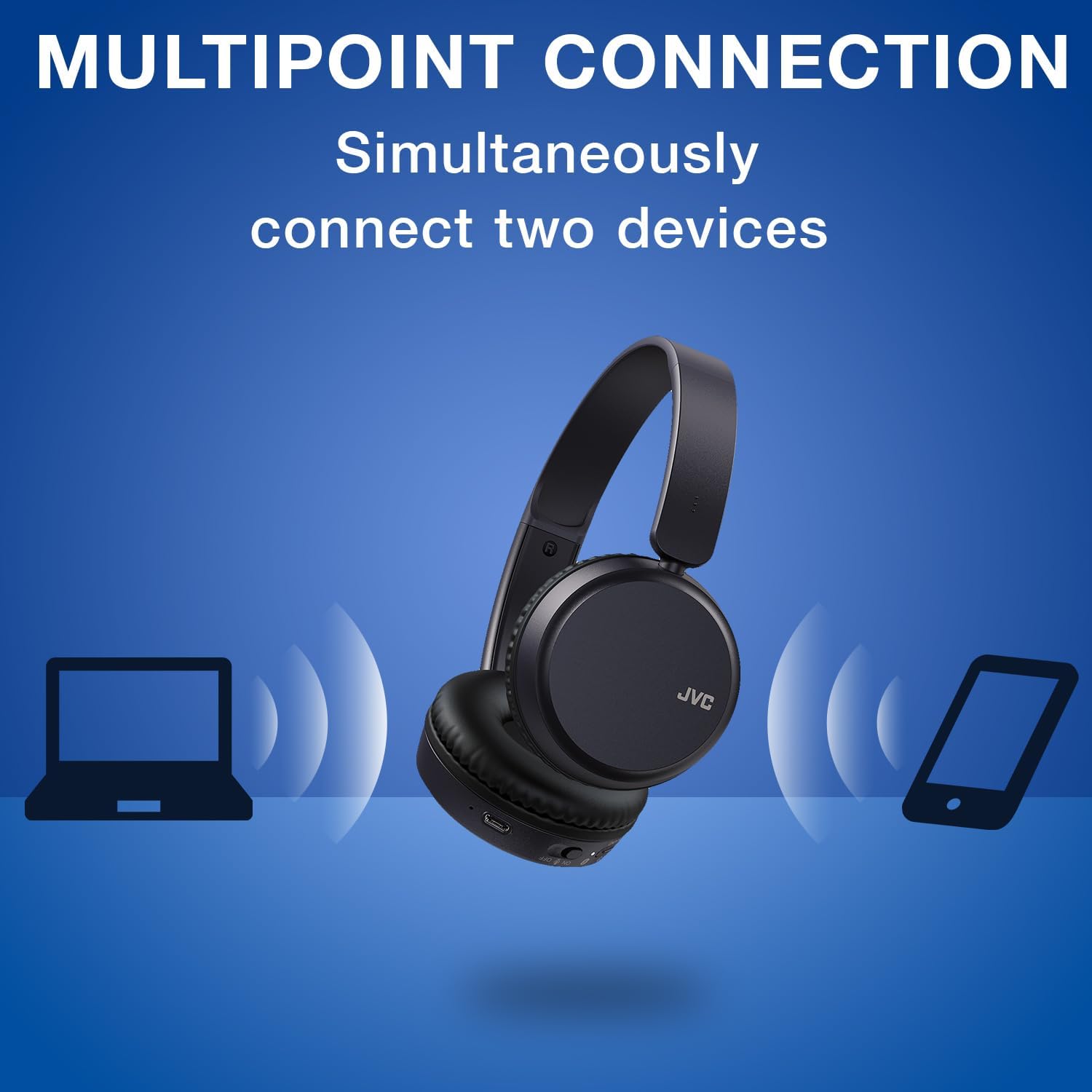 Detalle de JVC HA-Z37W-A: Bluetooth on-ear headphones with deep bass and 35h battery