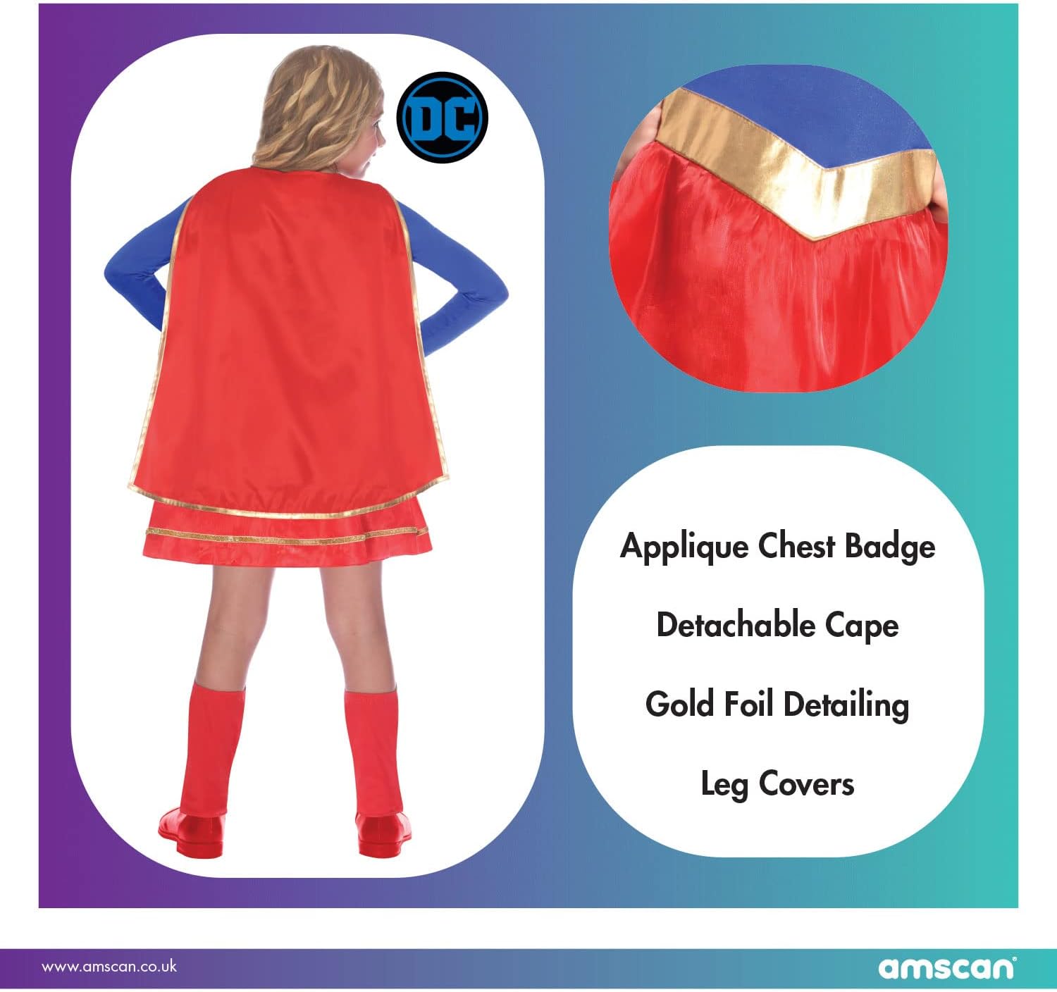 Detalle de Amscan Officially Licensed Warner Bros DC Comics Supergirl Classic Fancy Dress Costume