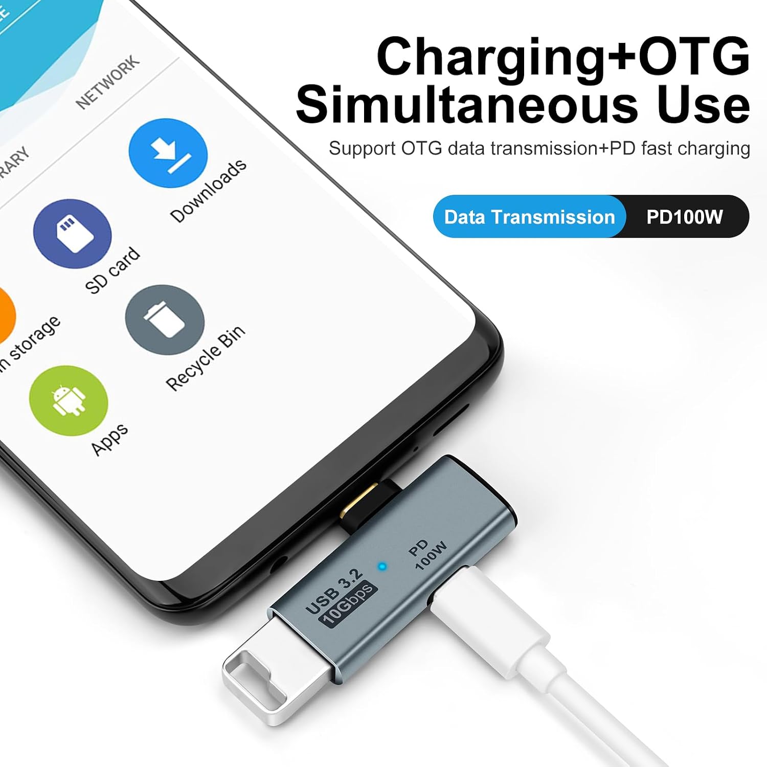 Detalle de Seminer typec-usb-2in1 USB-C OTG Adapter with 100W PD and USB 3.0
