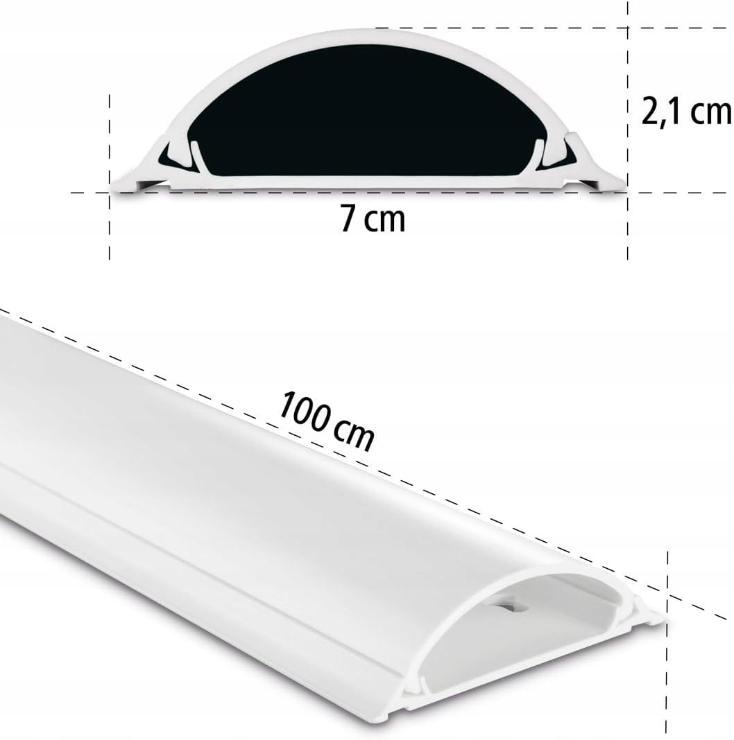 Thumbnail 3 de Selbstklebender Kabelkanal aus PVC (100 x 7 x 2,1 cm) – weiß, Platz für bis zu 8 Kabel