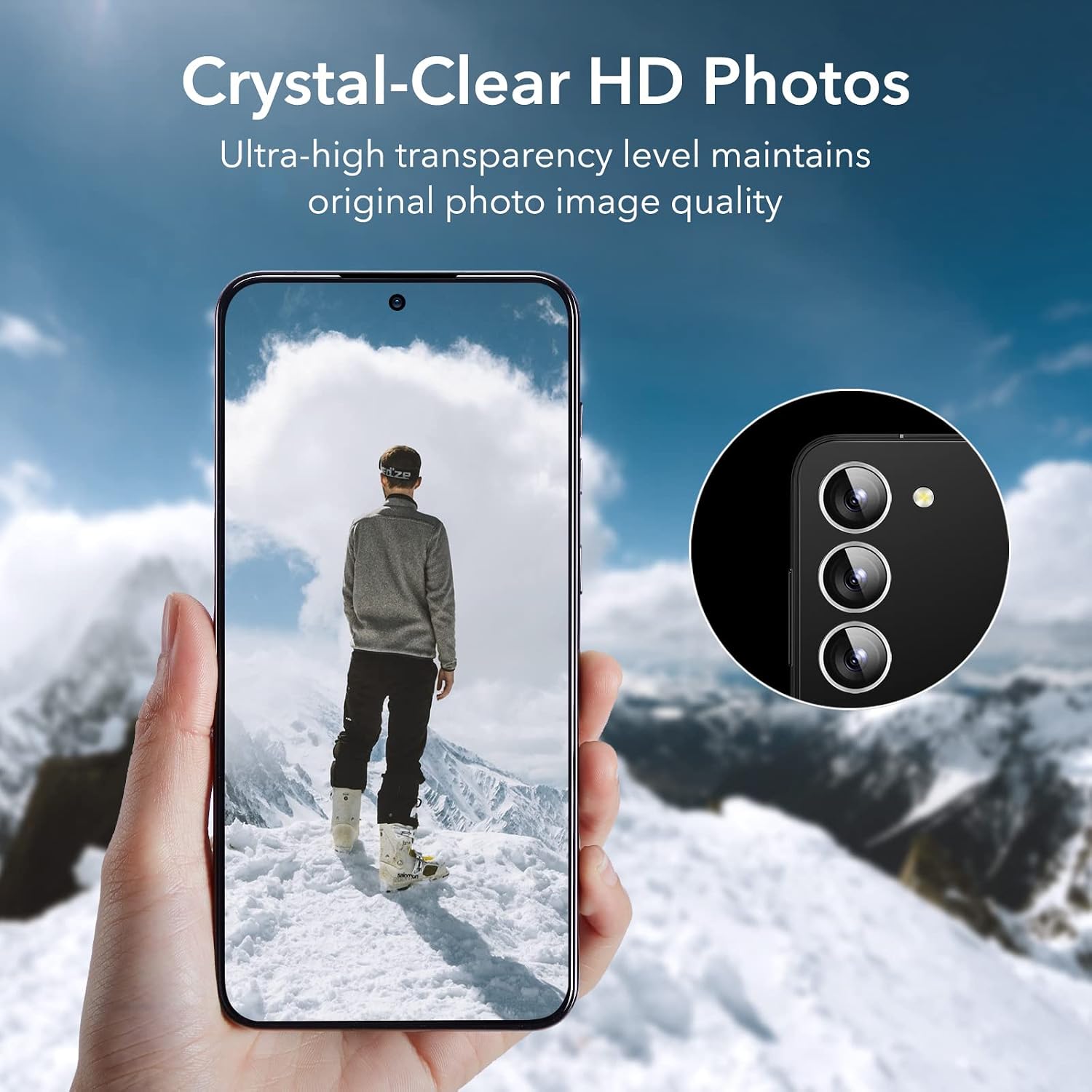 Detalle 1 de ESR Galaxy S23/S23+ Camera Lens Protector, Silver 9H Tempered Glass