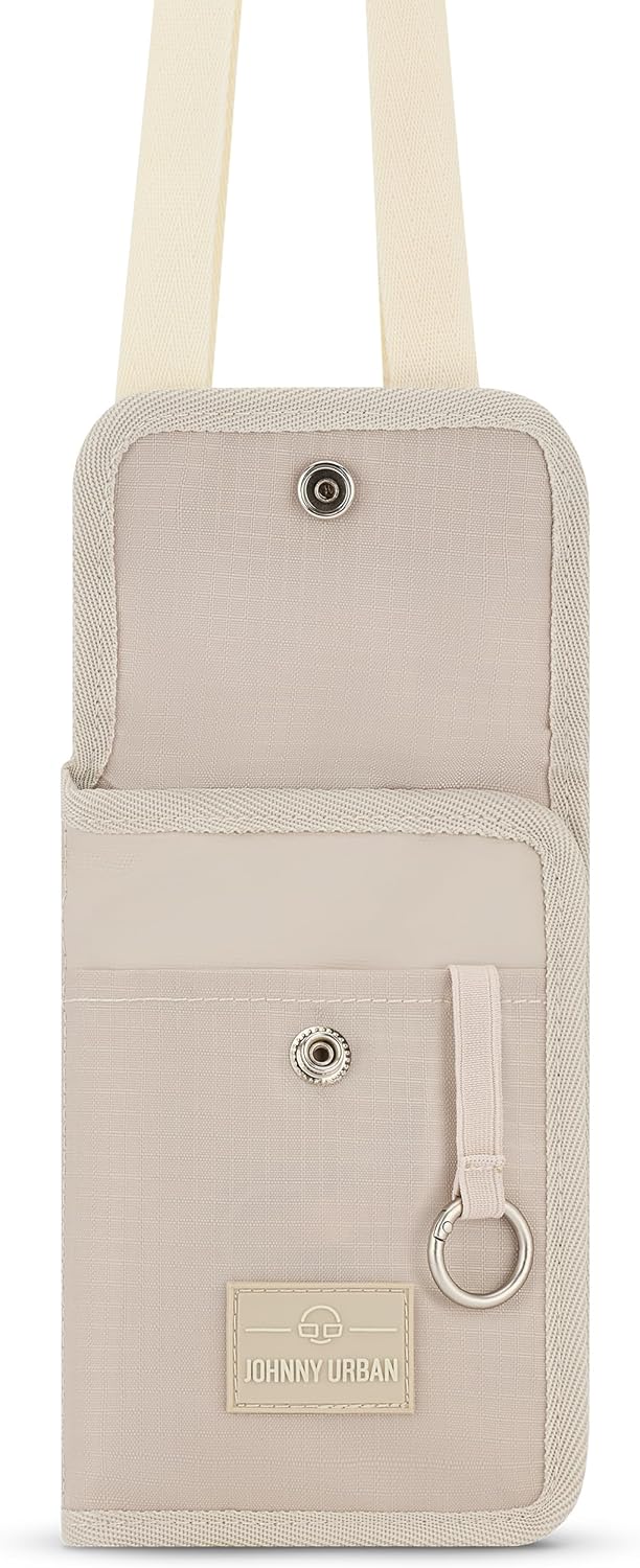 Detalle de Johnny Urban Troy Brusttasche für Herren & Damen (Beige) – Reisebrustbeutel mit vielen Kartenfächern
