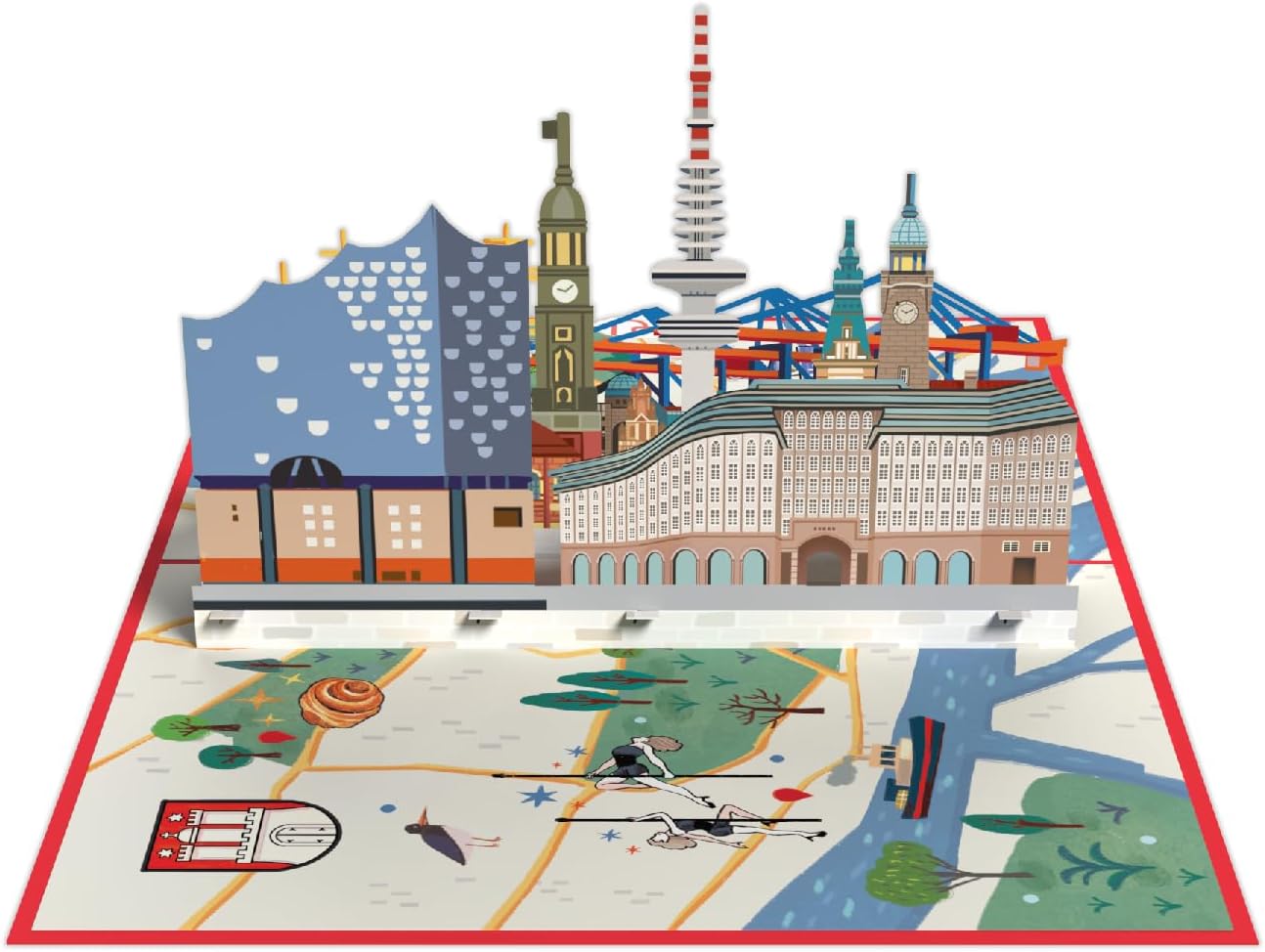 Detalle de papercrush® Pop-Up Karte Hamburg – 3D-Karte mit Elbphilharmonie als Reisegutschein