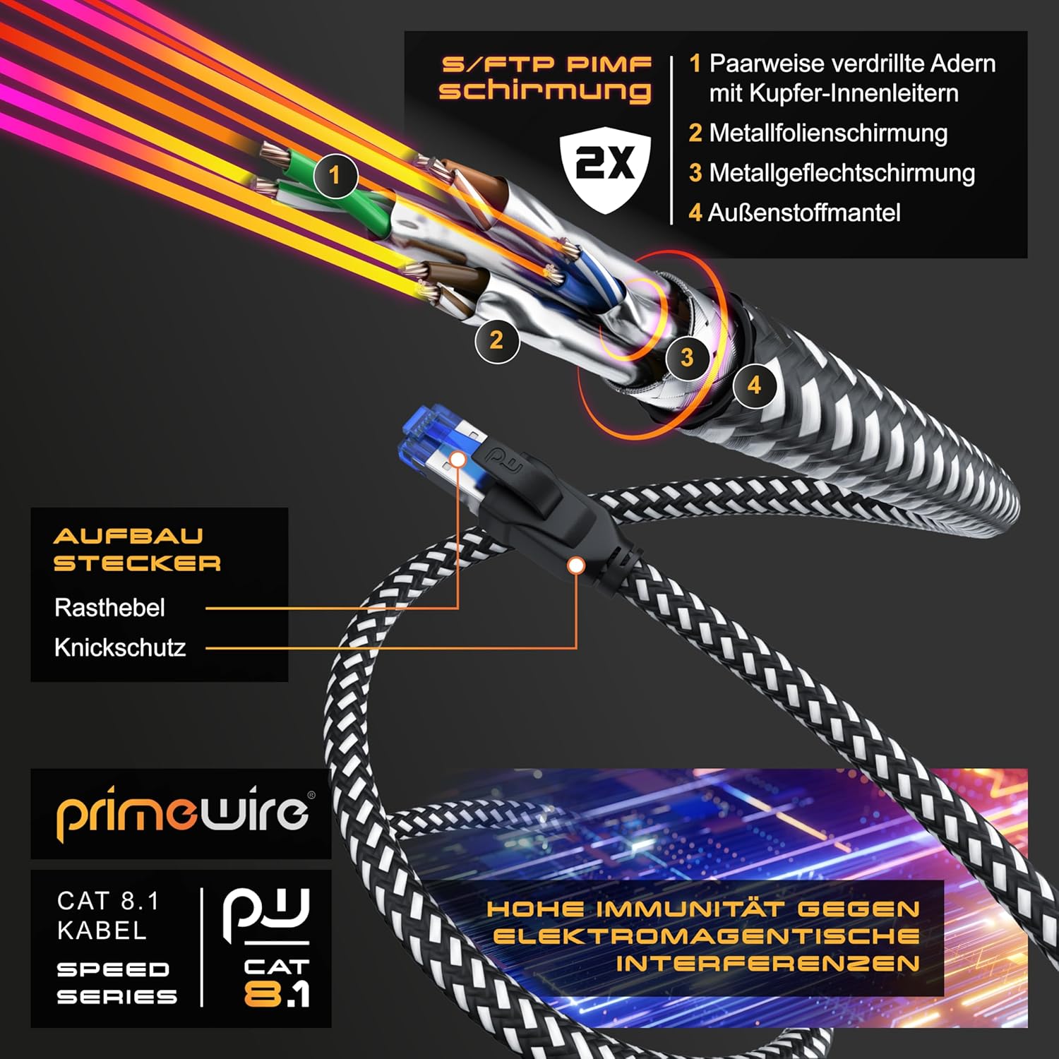 Thumbnail 2 de CSL 10m CAT 8 Netzwerkkabel Patchkabel 40 Gbit/s