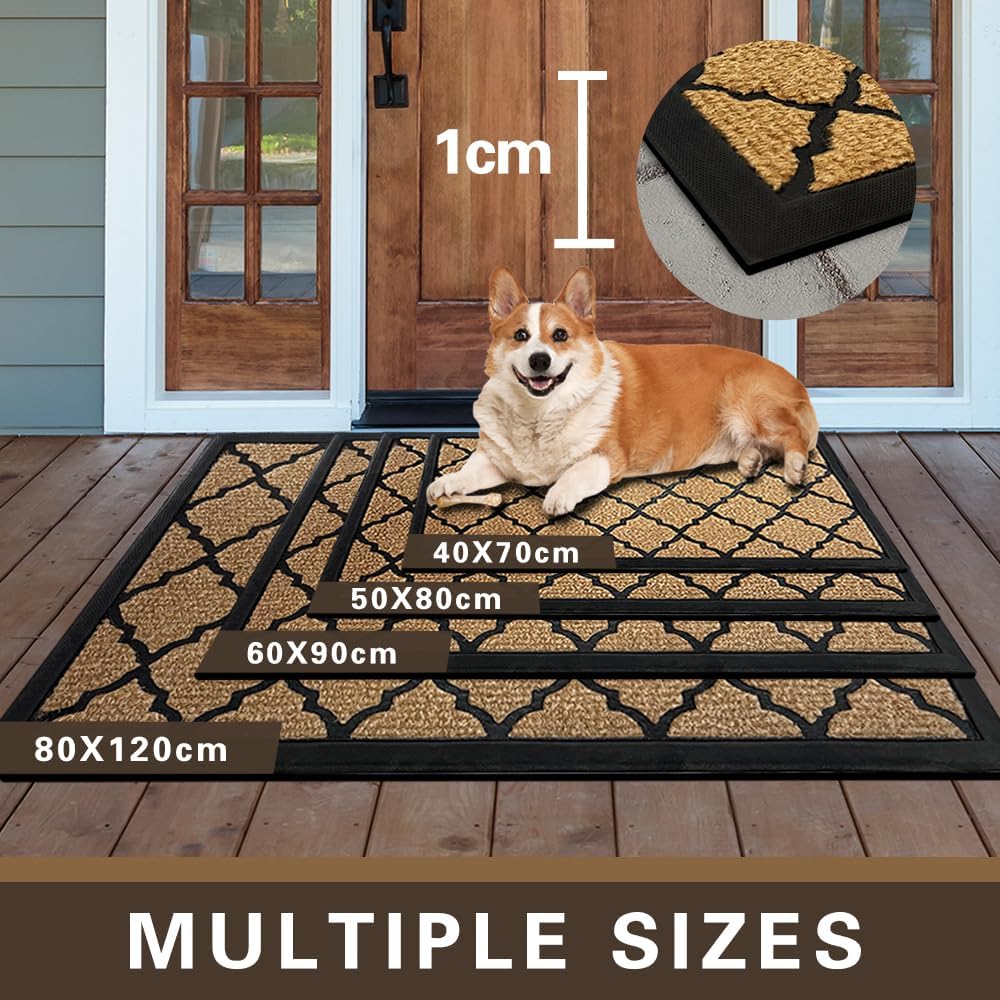 Detalle de Qingbei Rina Outdoor Doormat 40x70cm – Heavy Duty, Non-Slip and Waterproof