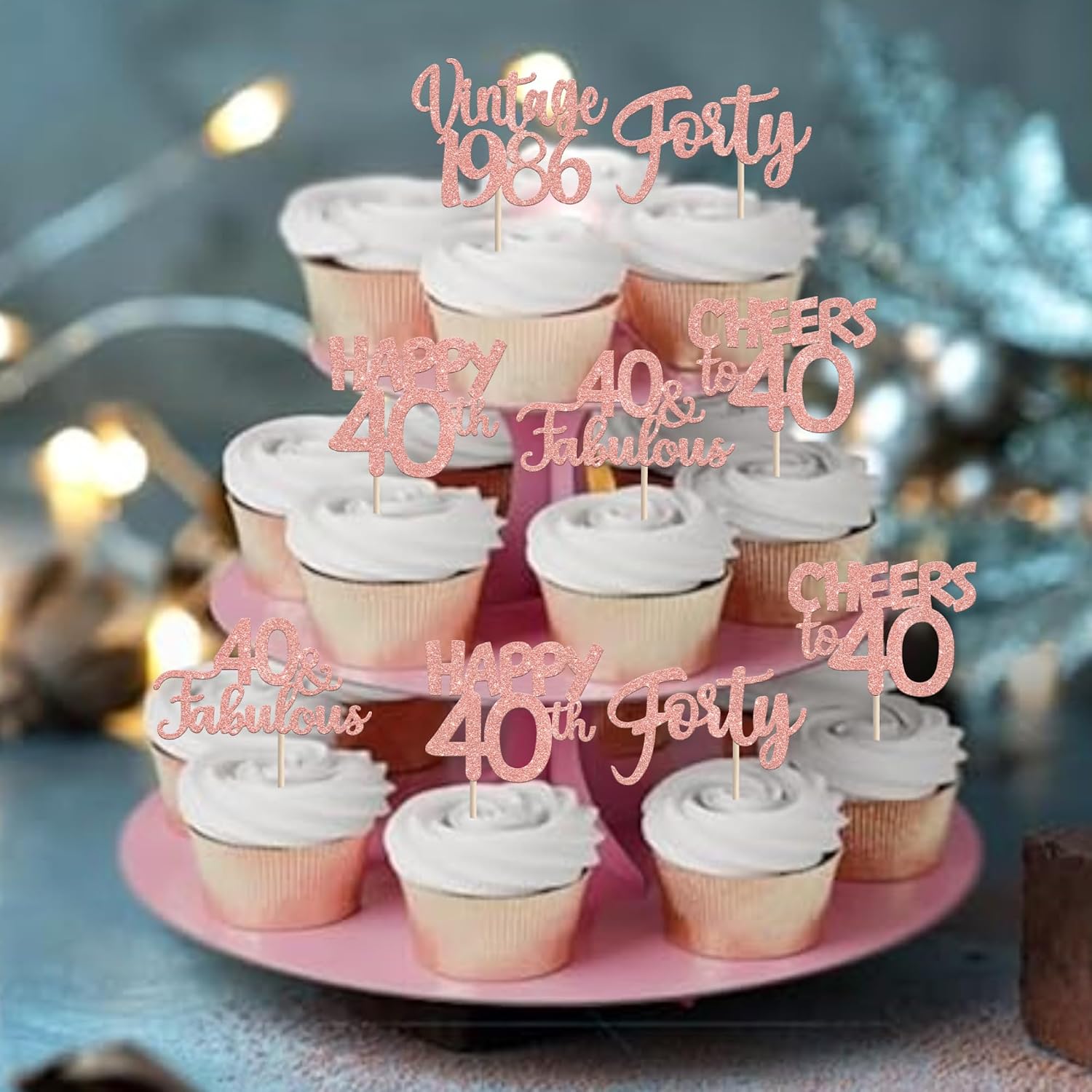 Thumbnail 5 de Cupcake Toppers Glitzer Vintage 40