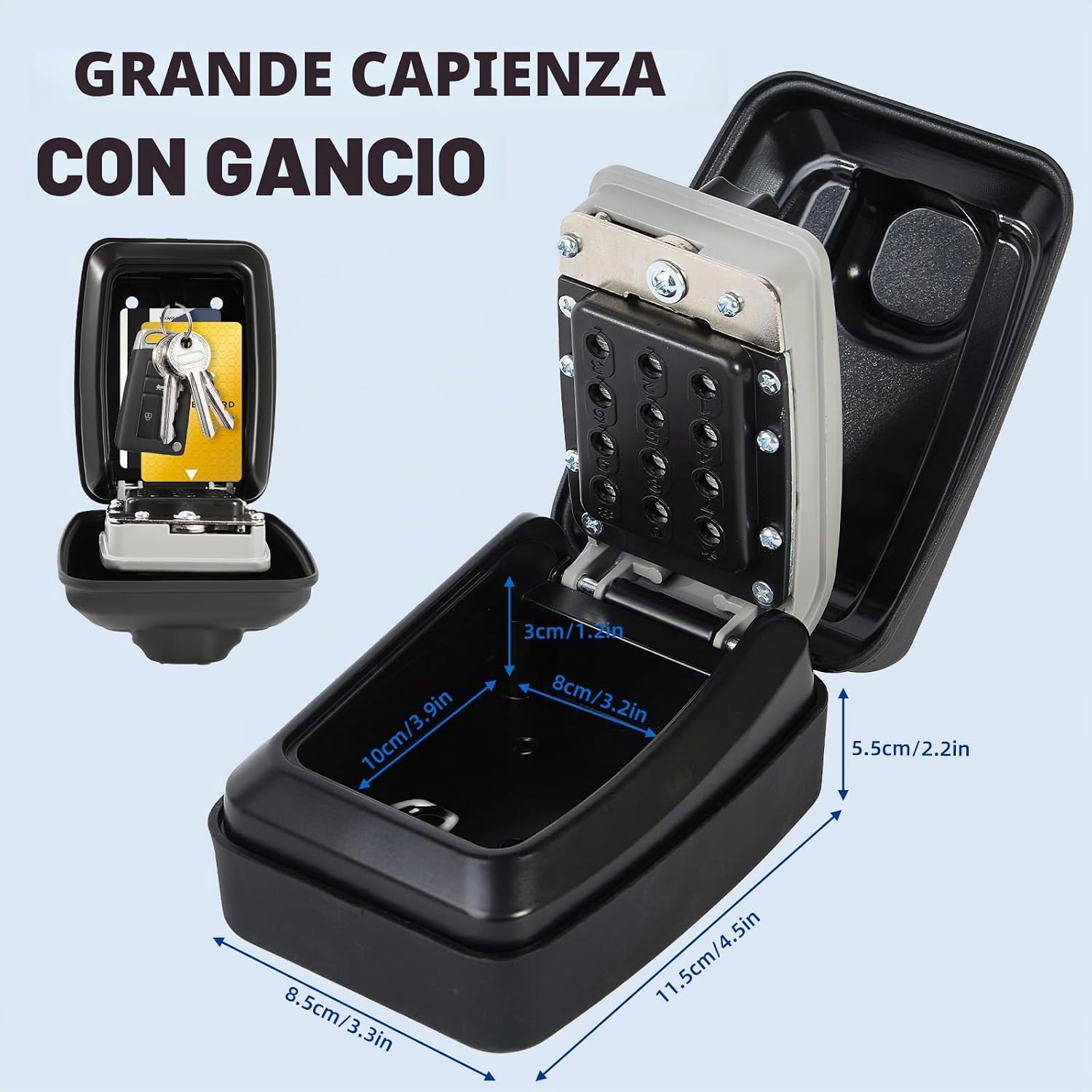 Detalle de Cassaforte per Chiavi Montata a Parete con Coperchio Impermeabile – Scatola a Combinazione per Esterni