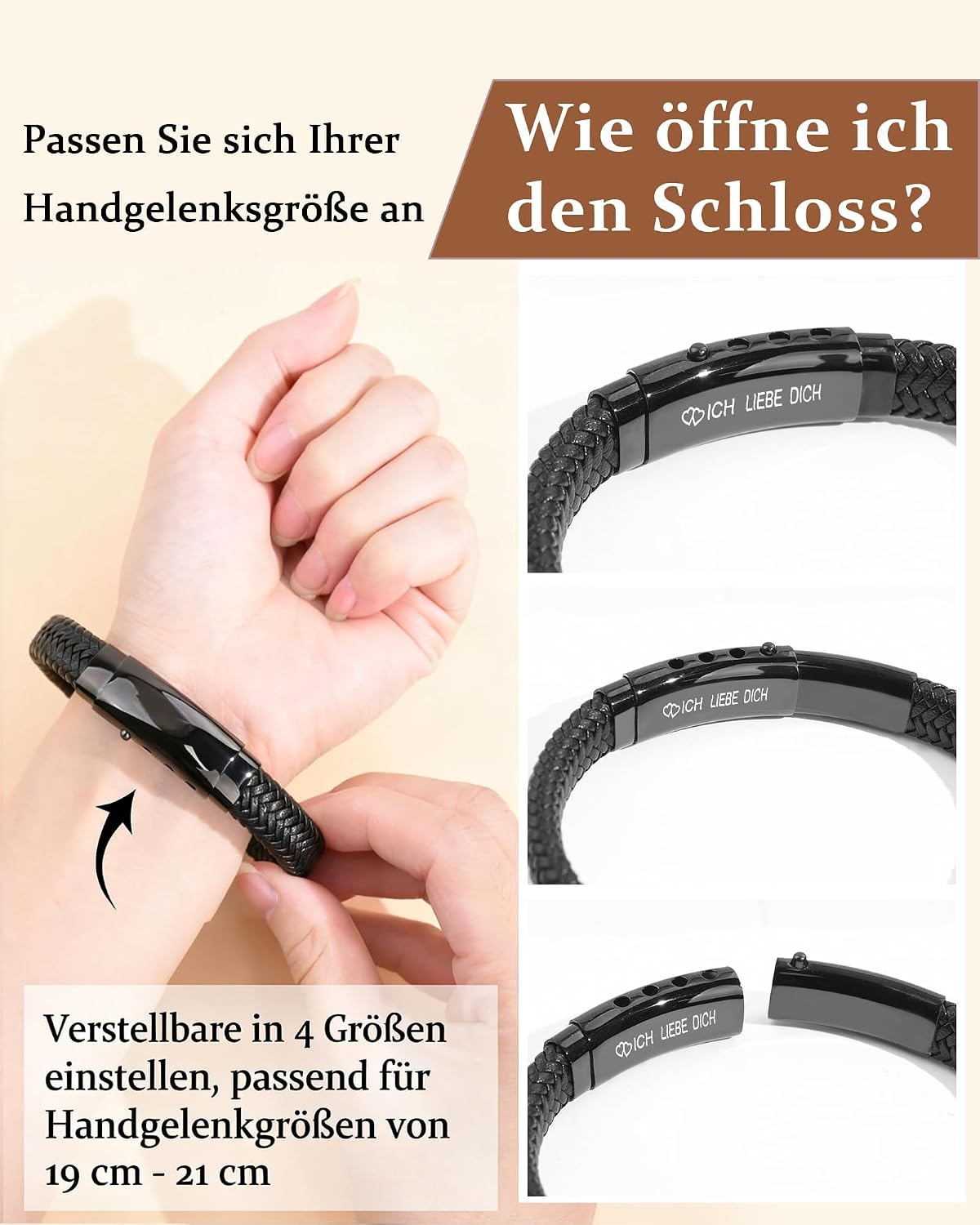 Detalle 2 de CheersLife Armband Ich liebe dich mit 19-22 cm