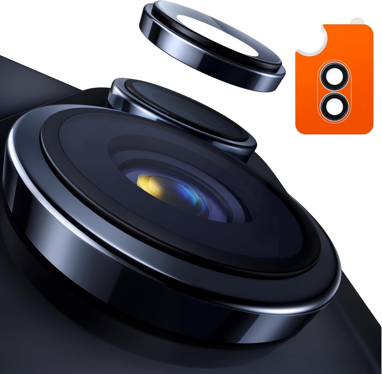 Detalle de TORRAS iPhone Duo Camera Lens Protector, Night Sky, 9H+ Aerospace Glass