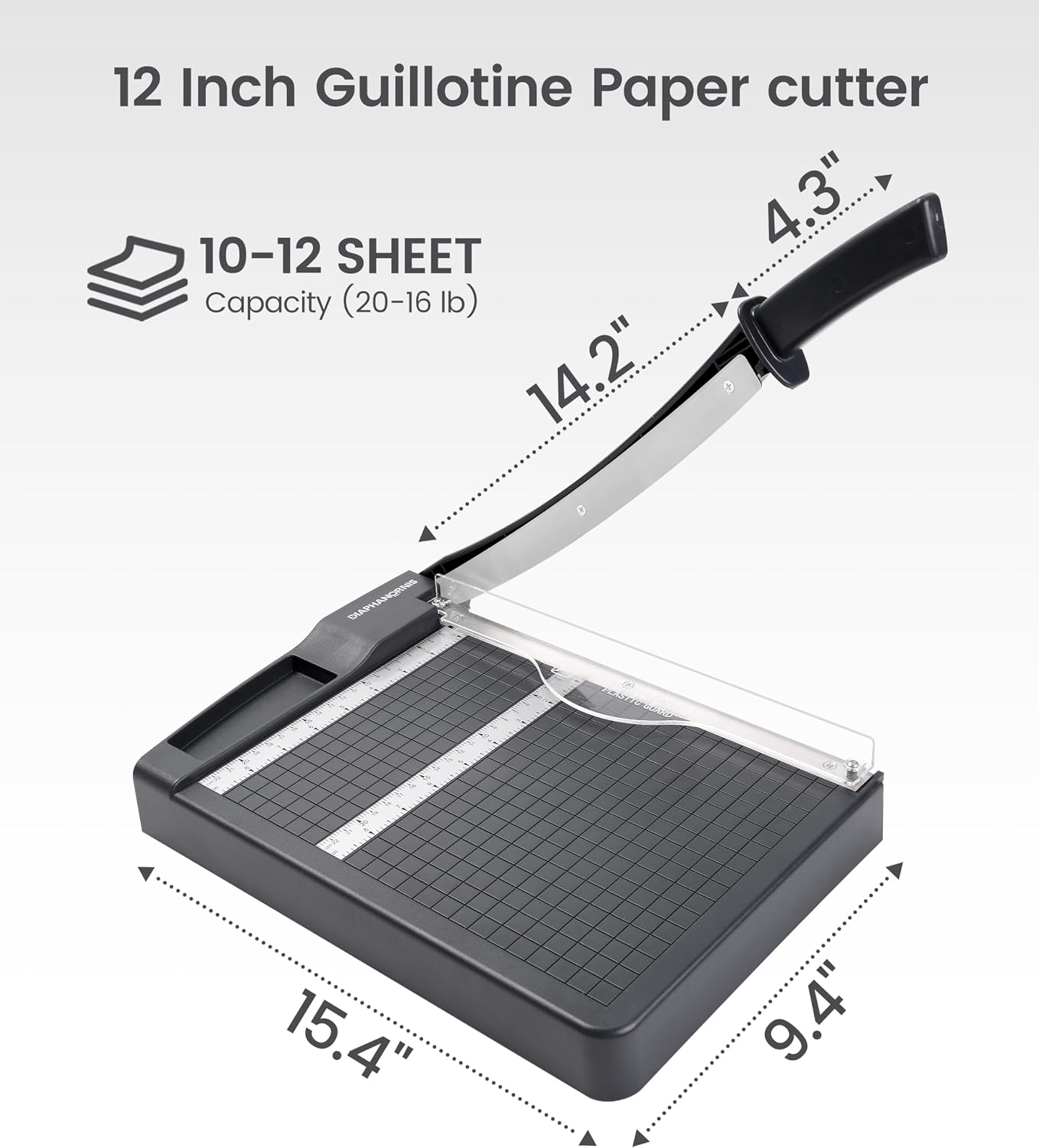 Detalle de DIAPHANORNIS AN22021 12-Inch Guillotine Paper Trimmer with Blade Lock