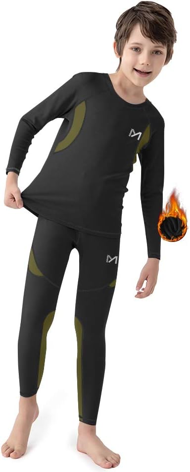 Detalle de MEETYOO Boys’ Thermal Underwear Set, Fleece-Lined Four-Way Stretch Base Layer