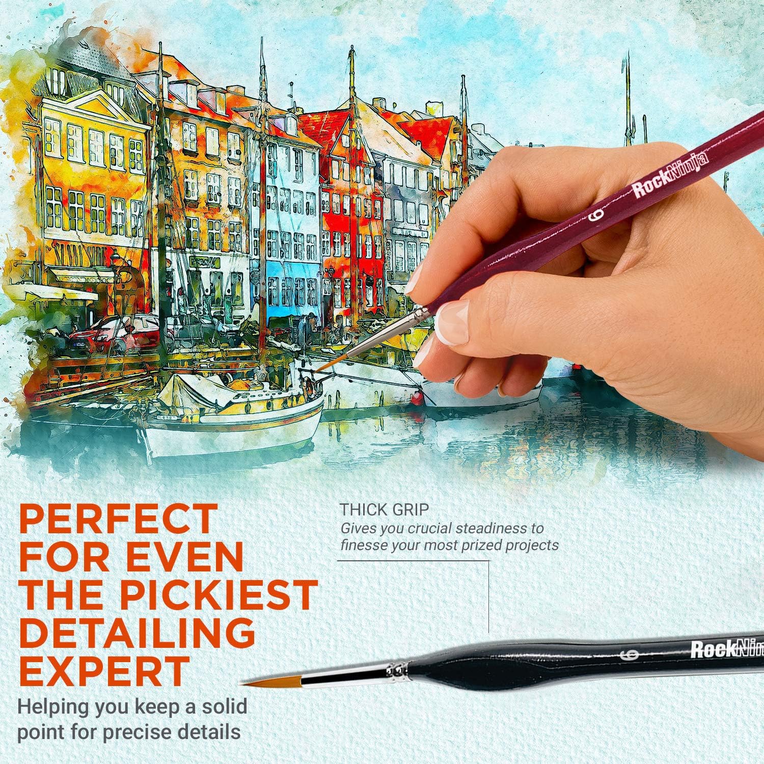 Thumbnail 3 de Rock Ninja Detail Paint Brush Set 9 pcs 🎨