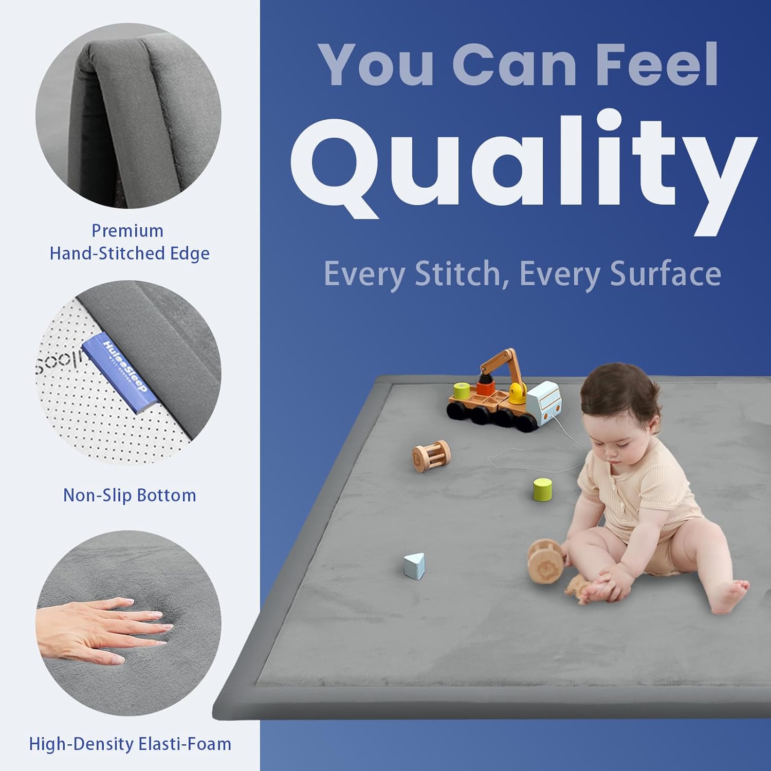 Detalle 1 de Huloo Sleep Baby Play Mat 1.3in Thick Memory Foam