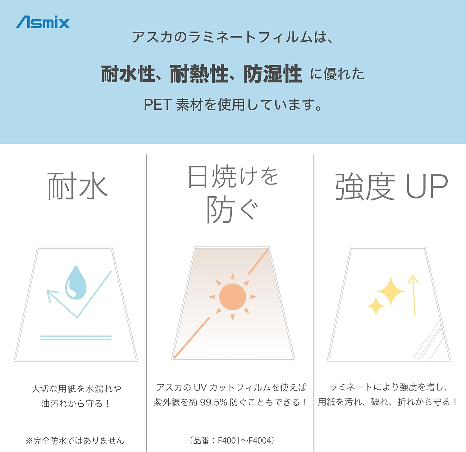 Detalle de アスカ Asmix F1024 ラミネートフィルム 写真2L判 100μm 静電防止 100枚