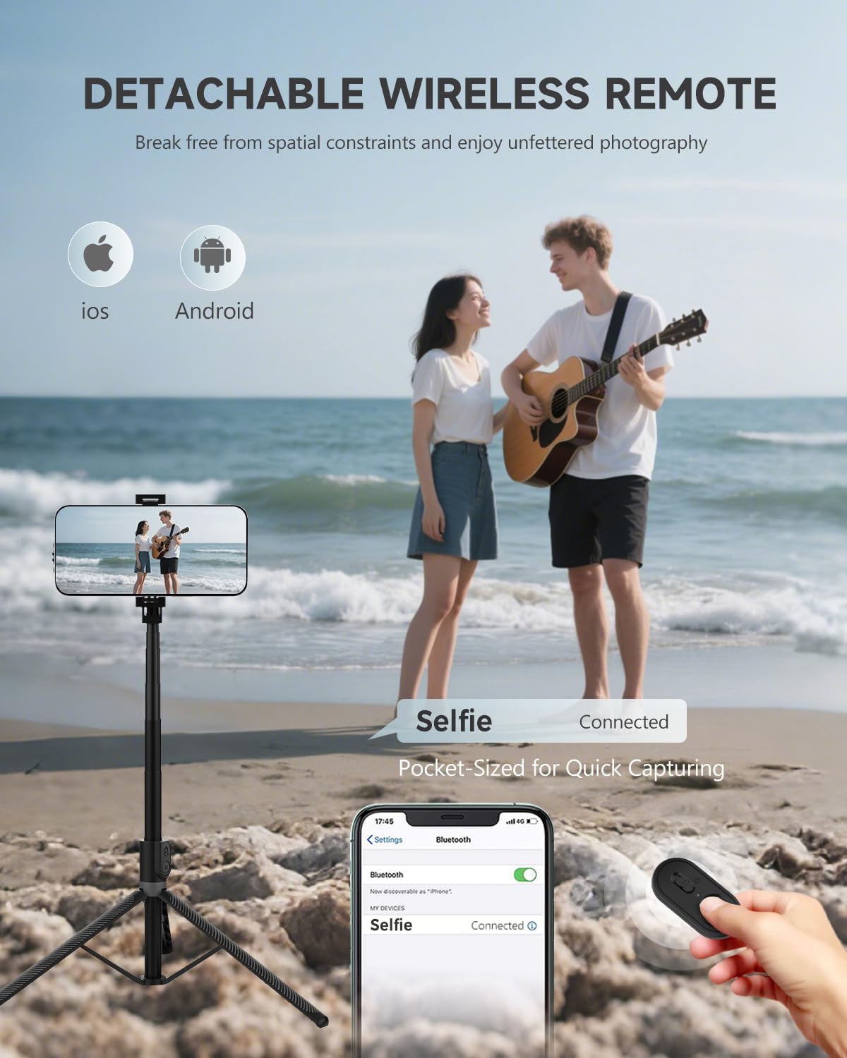 Detalle 2 de RISEOFLE 71” Extendable Phone Tripod