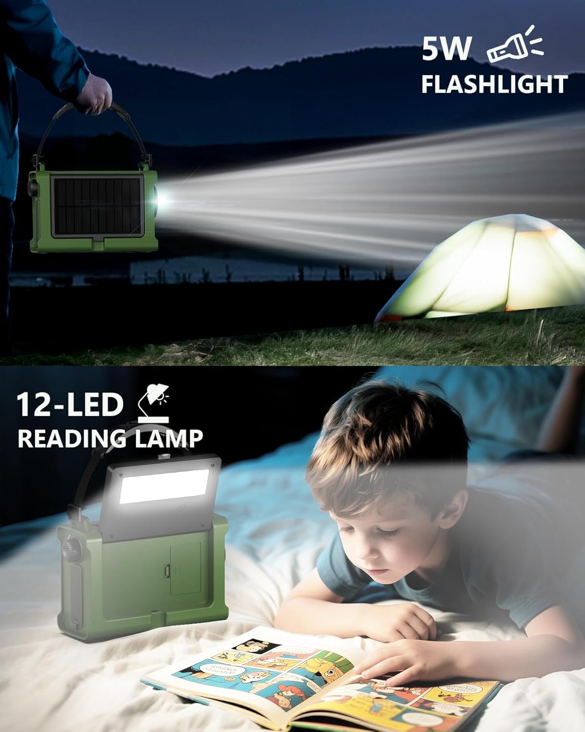 Thumbnail 4 de Emergency Weather Radio with Large Solar Panel, Hand Crank & 12,000mAh Battery (AM/FM/NOAA)
