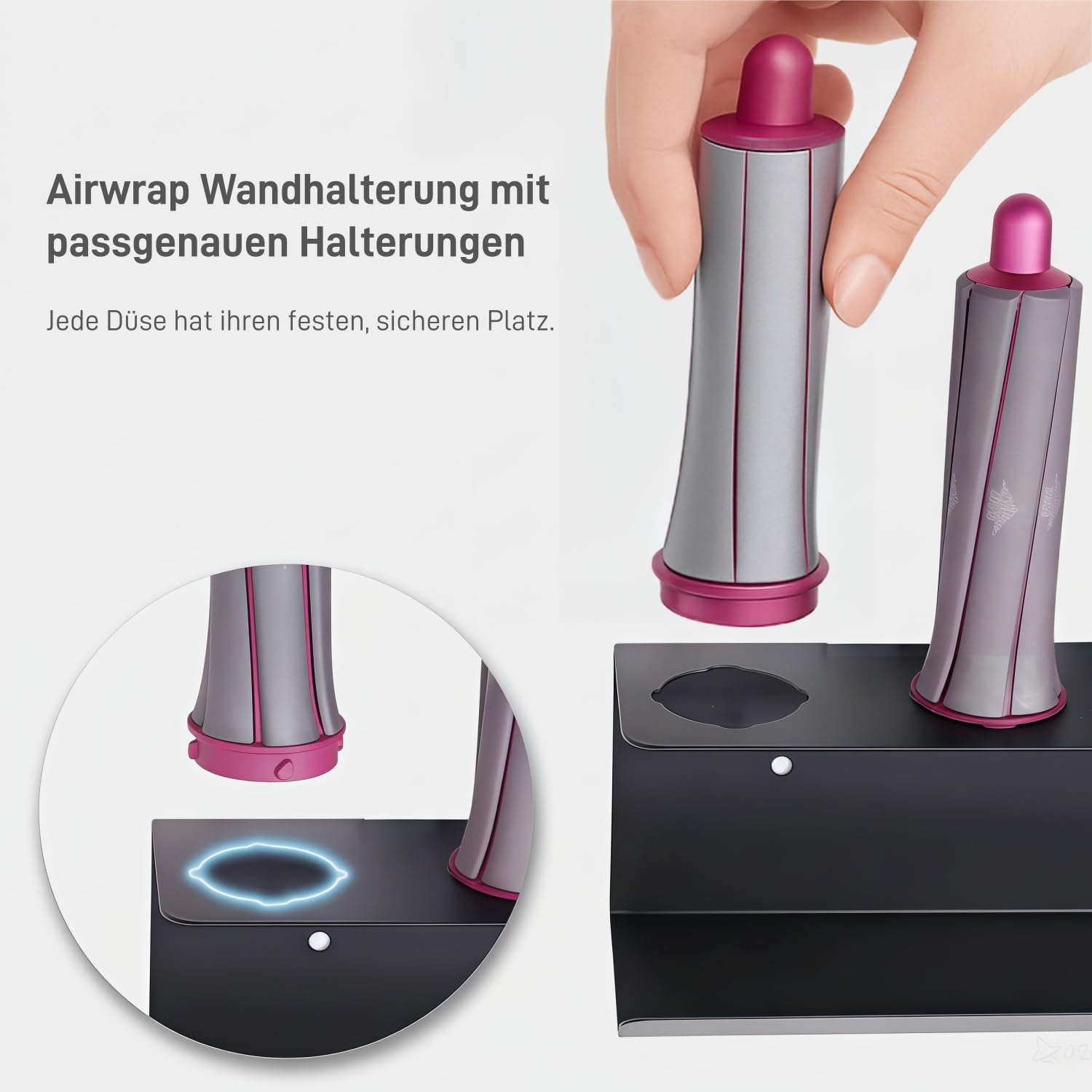 Thumbnail 2 de Bowyune Dyson Airwrap Halterung (Aluminium) – Wandhalter ohne Bohren, 7 Steckplätze für Airwrap-Zubehör, Schwarz