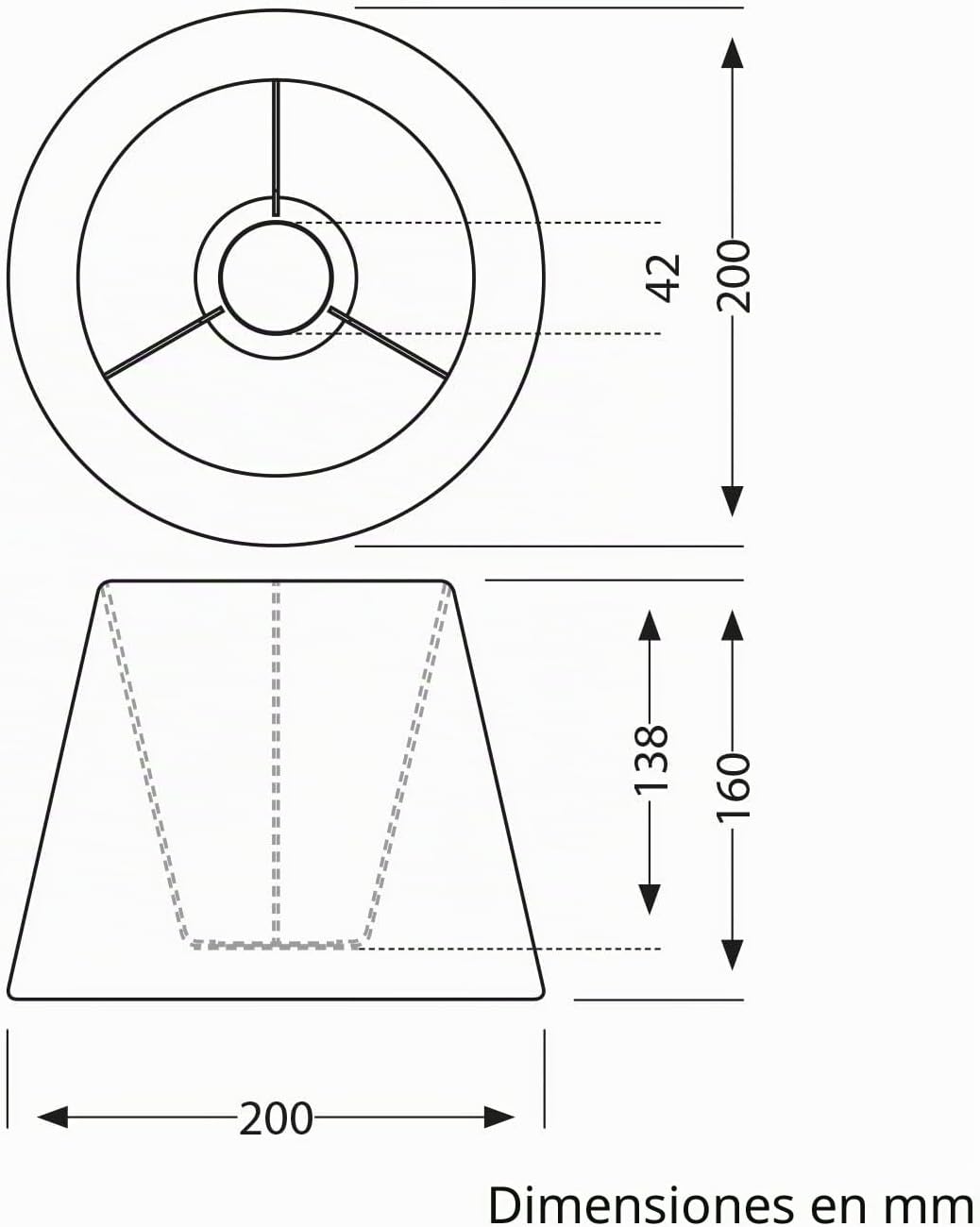 Detalle de ledscom.de Pantalla de tela blanca Ø200 mm: estilo universal para luminarias E27/E14