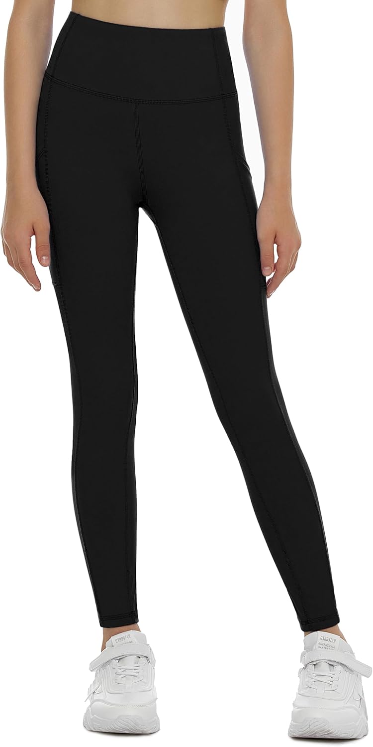 Detalle de THE GYM PEOPLE Girls’ High-Waisted Training Leggings with Stretch Fabric and Pockets