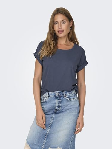 Detalle 2 de Only Onlmoster S/S O-Neck Top Noos JRS – Basic T-Shirt mit Rundhals und Umschlagbündchen
