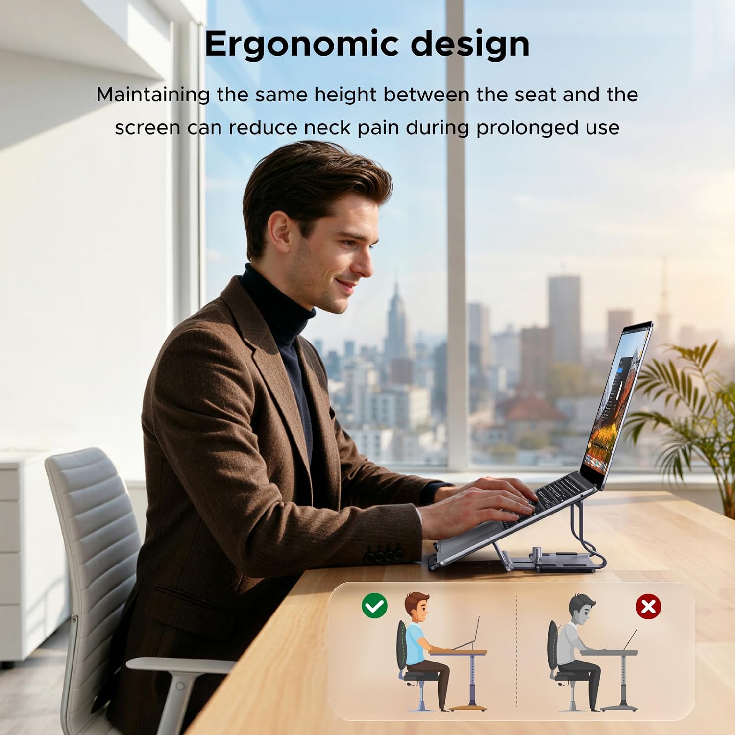 Detalle 2 de UGREEN 95207 2-in-1 Vertical Laptop Stand, Foldable Aluminium, 13–16-inch