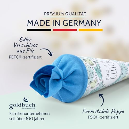 Detalle de goldbuch 93216 Geschwistertüte Ganz viel Glück – Zuckertüte 35 cm, Ø 11,5 cm, Türkis
