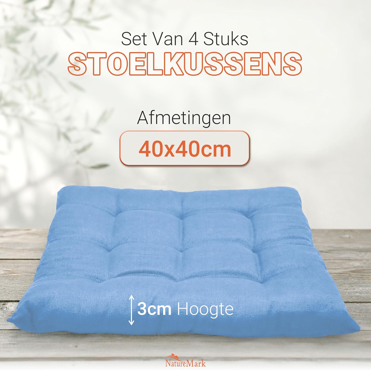 Detalle 2 de NatureMark NM-CCS-170-LB-44 stoelkussens, set van 4, lichtblauw