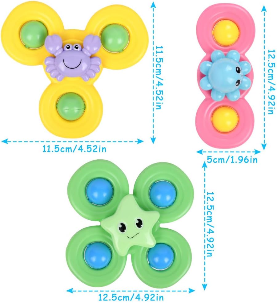 Thumbnail 1 de Ainiv 3PCS Suction Cup Spinner Toy set for toddlers (1+ years) with rattle and rotating blades