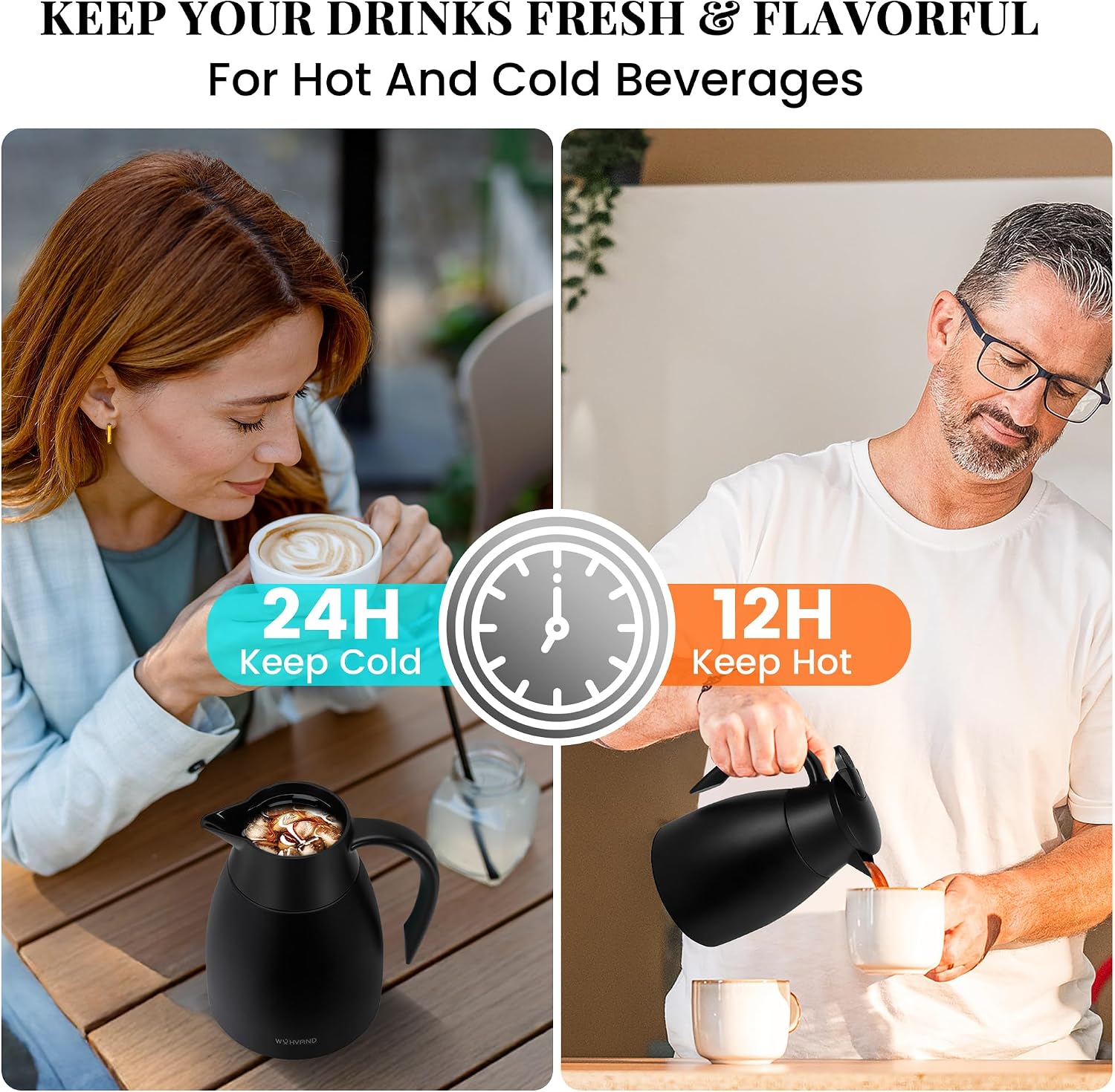 Detalle de WYHVAND CL0210BK Thermal Coffee Carafe, 1.0 L, Black Stainless Steel