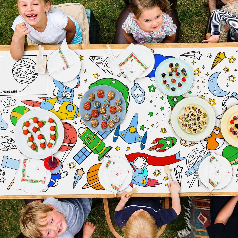 Thumbnail 6 de AYESY pappersduk 183 × 76 cm med rymdmönster för kreativ barnlek