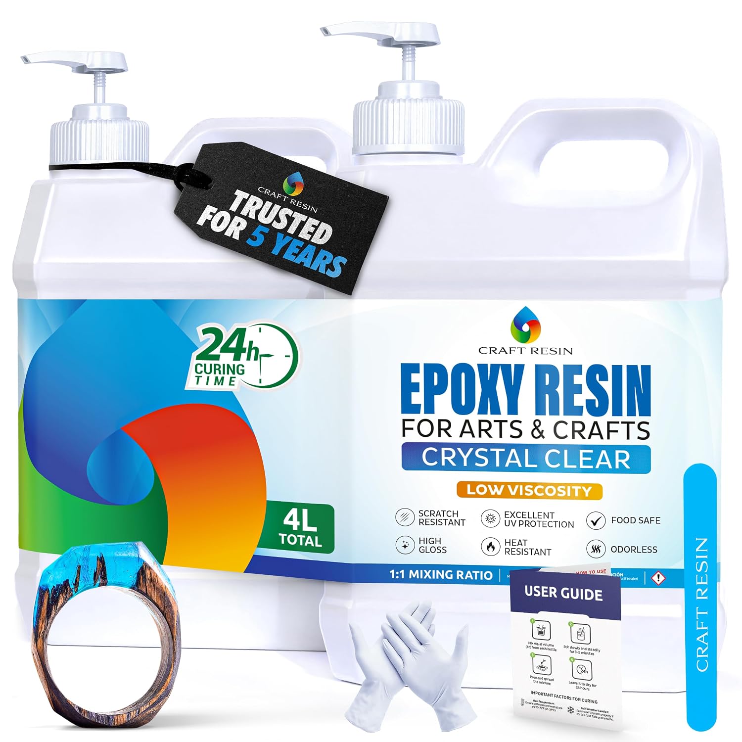 Detalle de CRAFT RESIN 4L Crystal Clear epoxy kit for coasters
