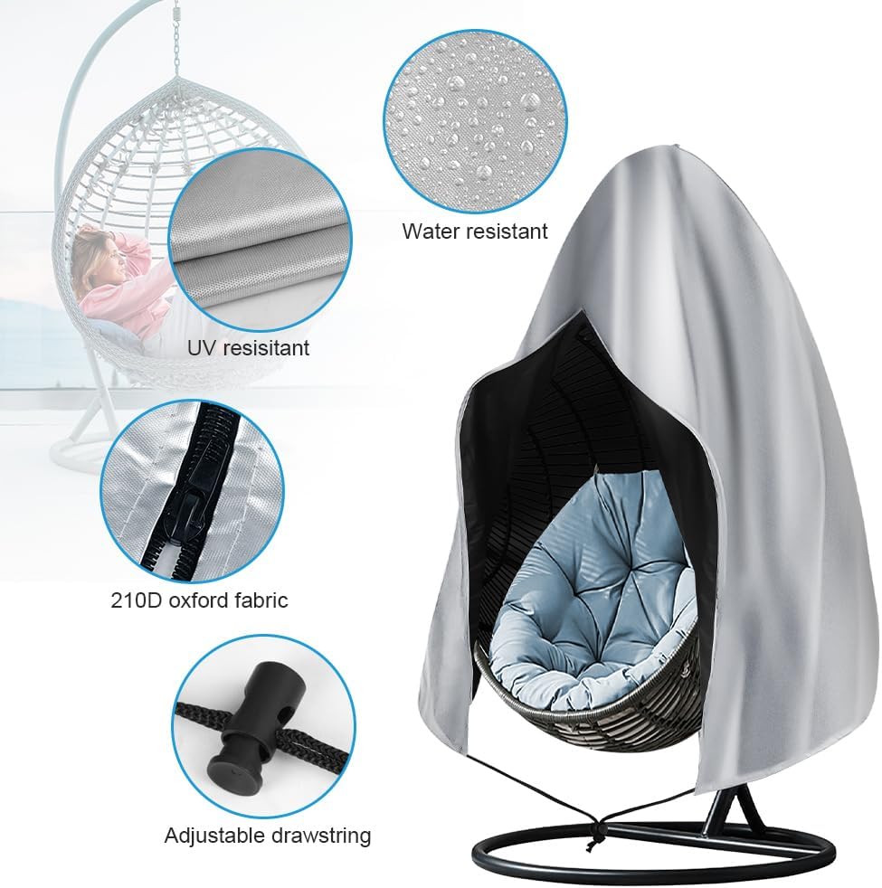 Thumbnail 2 de OFFCUP Hanging Egg Chair Cover (230 x 200cm) in 210D Oxford with zip – waterproof, UV-resistant outdoor protector