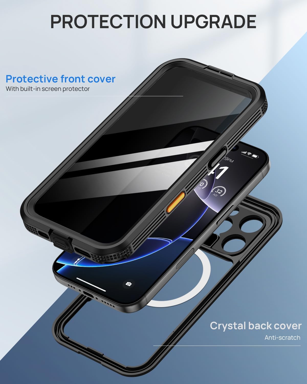 Thumbnail 5 de Lanhiem Magnetic Waterproof Case for iPhone 16 Pro, Anti-Spy Black, IP68