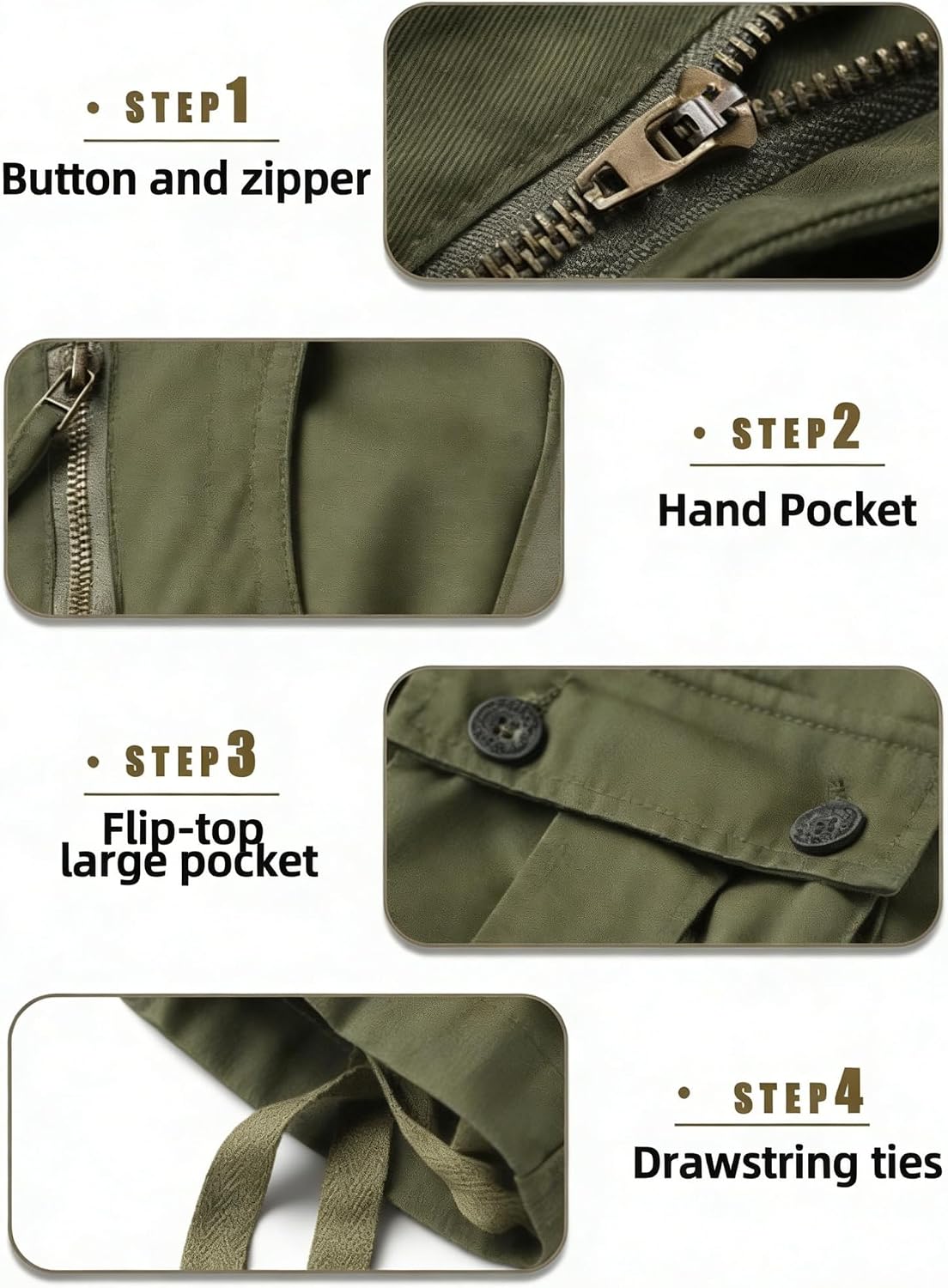 Detalle 2 de JSCARGO Women's Camo Cargo Pants, Cotton Ripstop, 9 Pockets