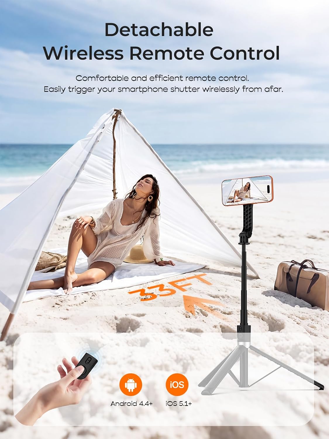 Detalle de RISEOFLE X6 Ultra 70-Inch Magnetic Phone Tripod with Bluetooth Remote